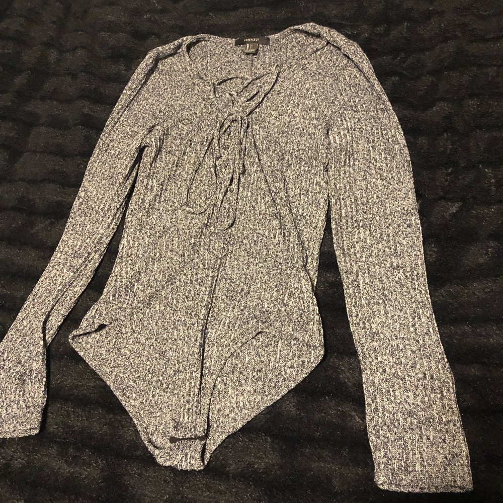 Long sleeve tie front body suit